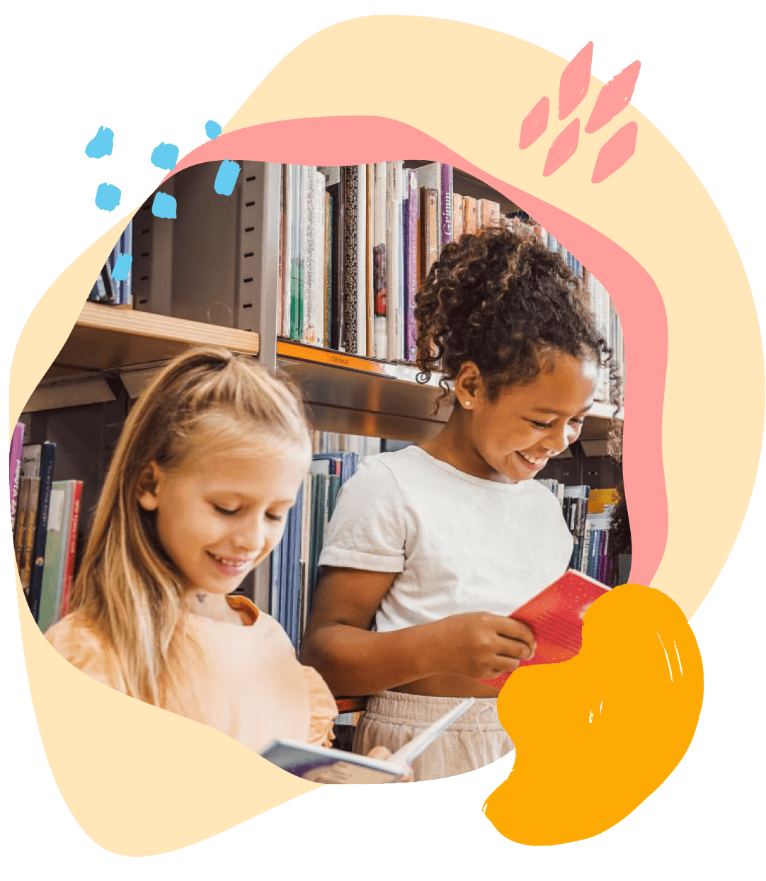 Two children reading together at the State Library