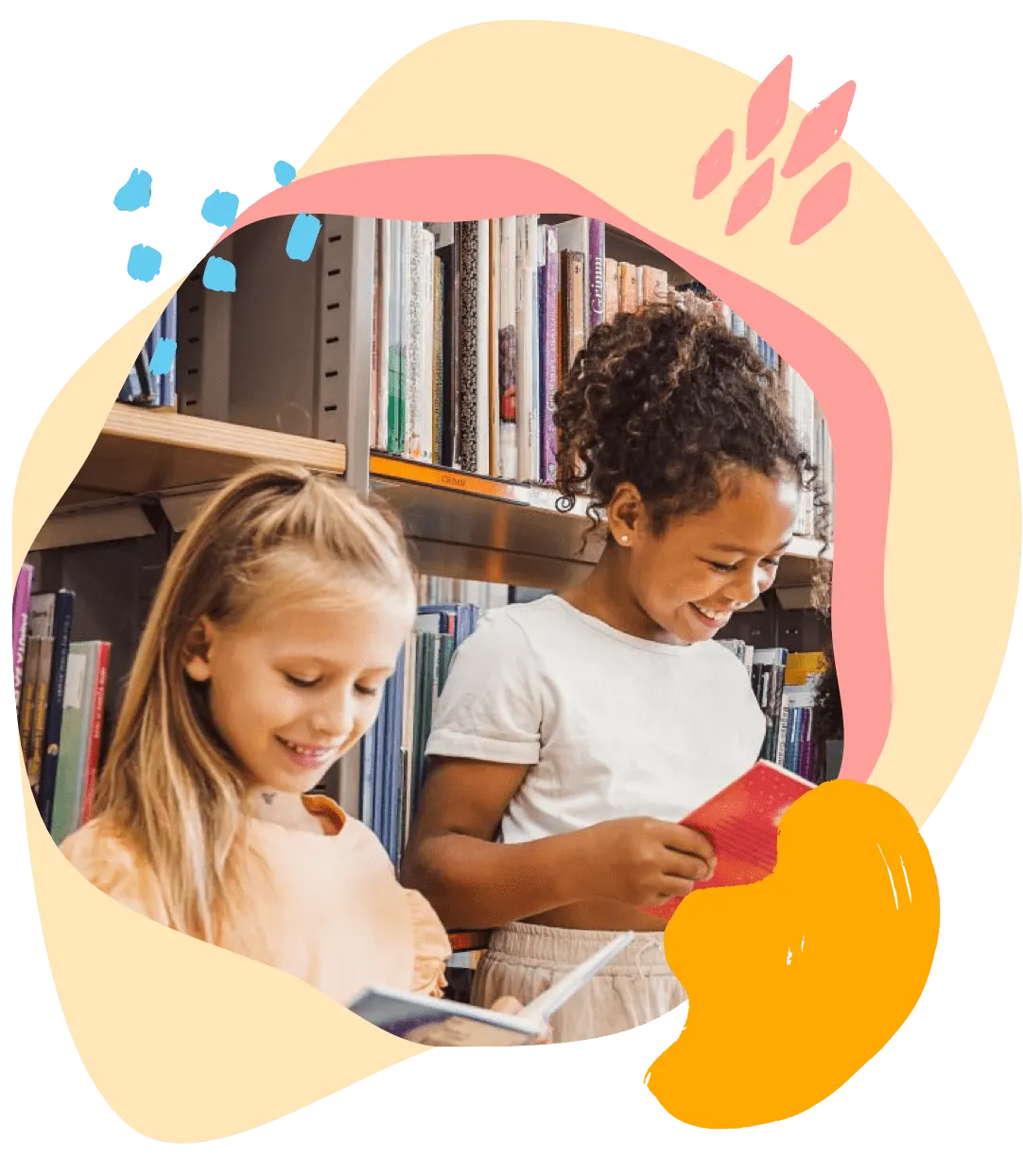 Two children reading together at the State Library