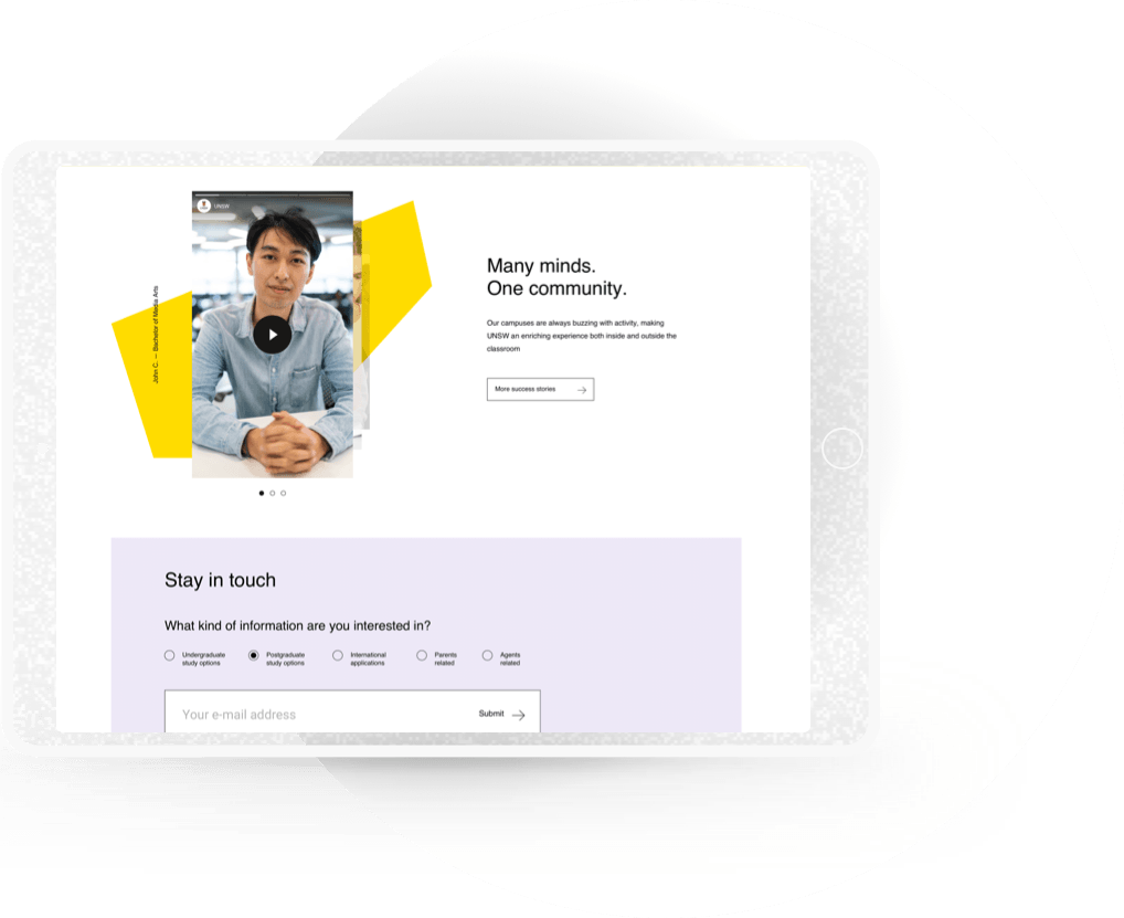 UNSW prospective-student experience shown on a laptop