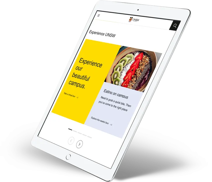 The redesigned student experience shown on a tablet