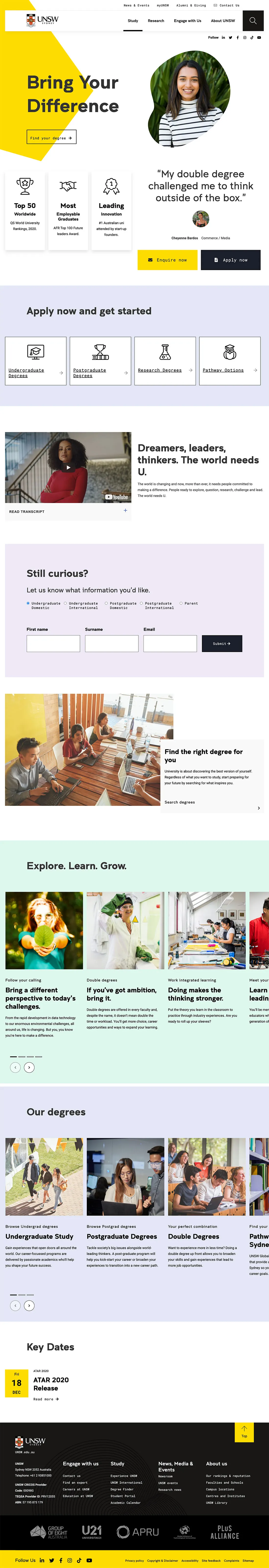 UNSW Future Students site full design flat